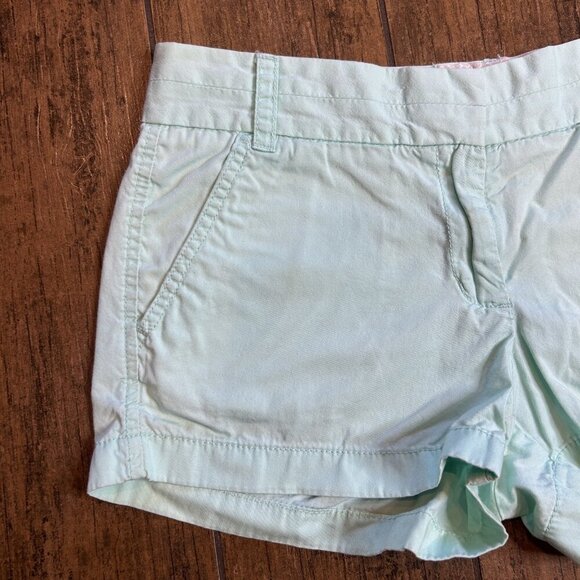 J Crew Mint Green Broken in Chinos Flat Front Beach Summer Short Shorts Size 4 - Picture 5 of 6